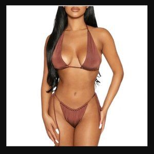 COPY - Naked Wardrobe Sun, Sand, & String 2-Piece Bikini Rich Silky Brown